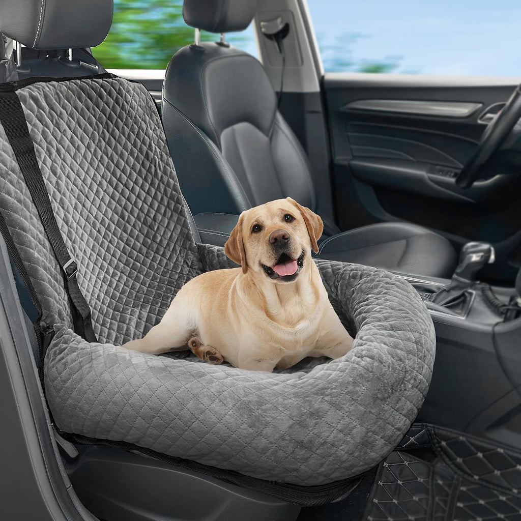 Dog Car Seat for Small Medium Dogs,Detachable Washable Travel Safety Pet Booster Seat, Comfy Ultra Soft and Multifunctional Car Travel Bed,Black