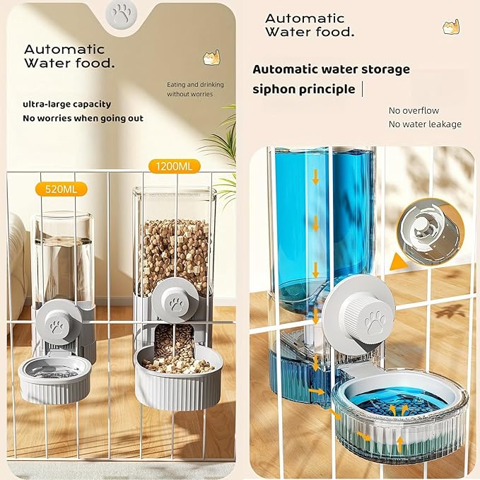 GPY Automatic Hanging Gravity Pet Feeder and Water Dispenser Set ，Automatic - Image 3