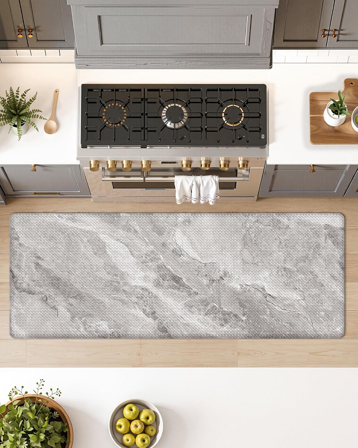 Color&Geometry Kitchen Mats for Floor 24x59 Grey Marble Design
