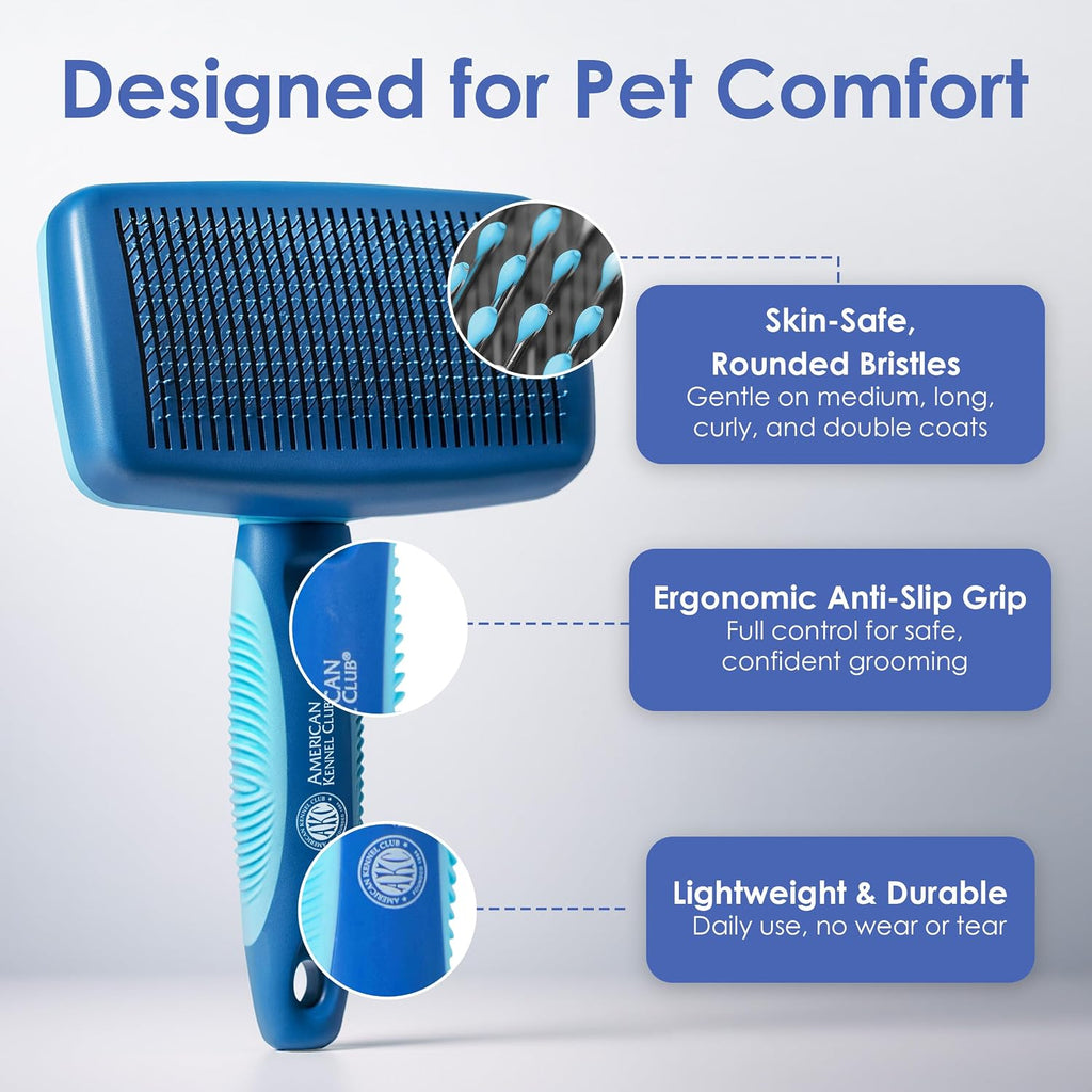 AKC Self-Cleaning Slicker Brush for Dogs & Cats, All Coat Types