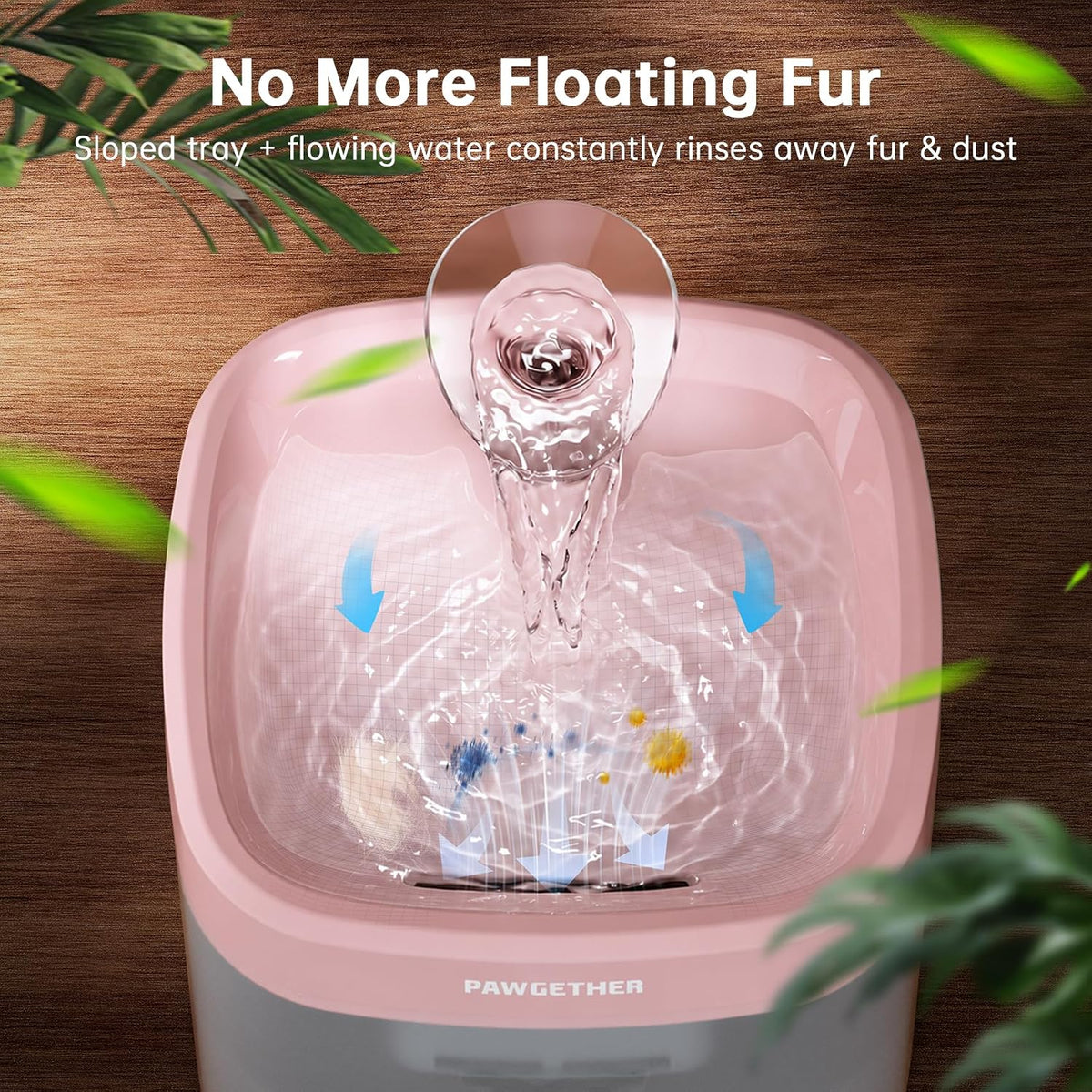 PAWGETHER® Cat Water Fountain with Magnetic Pump 51oz/1.5L Dog Water Fountain, Ultra Quiet Automatic Pet Water Fountain Portable Indoor Outdoor Travel Small Dog Water Dispenser with Adapter Pink