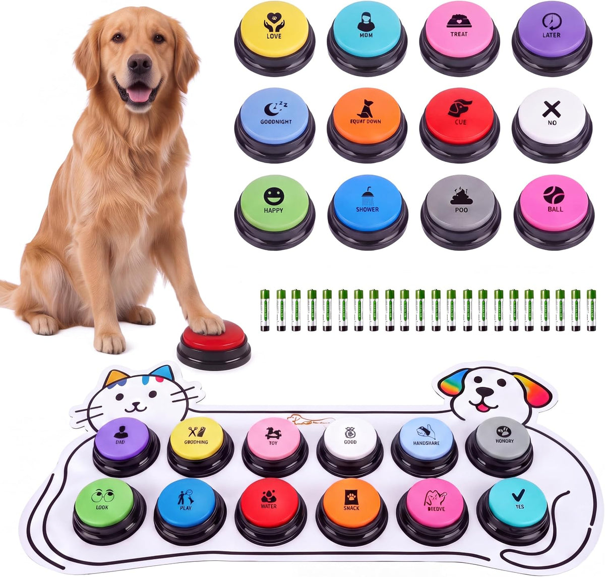 Dog Buttons for Communication, Dog Talking Buttons, 12 HD Pet Train button