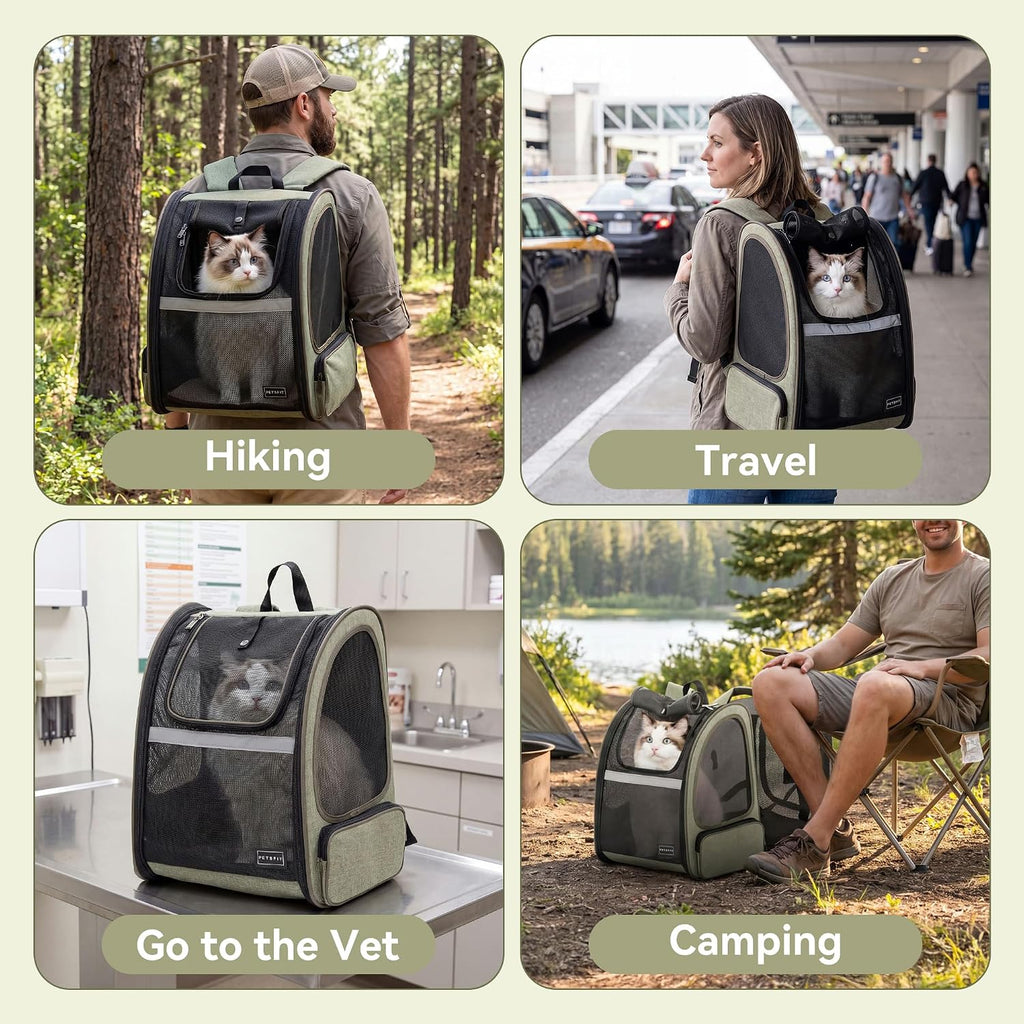 Petsfit Expandable Cat Backpack Carrier for Cats and Small Dogs, 18 lb