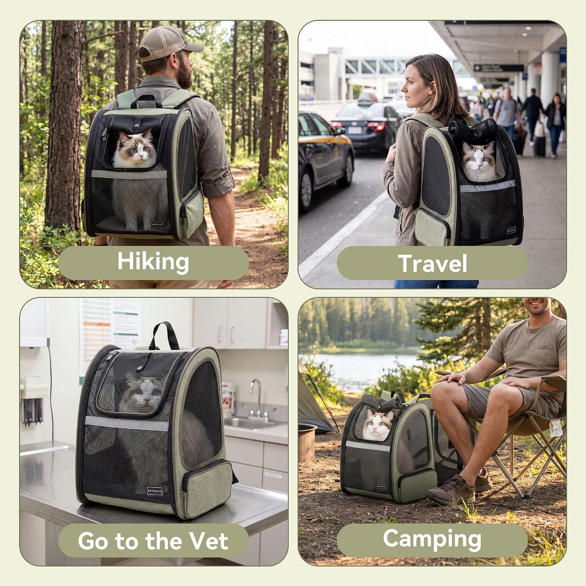 Petsfit Expandable Cat Backpack Carrier for Cats and Small Dogs, 18 lb
