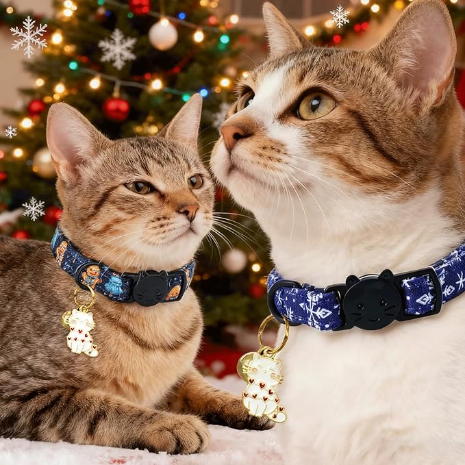 Elegant little tail 2 Pack Cat Collar- Christmas Cat Collars Breakaway - Image 4