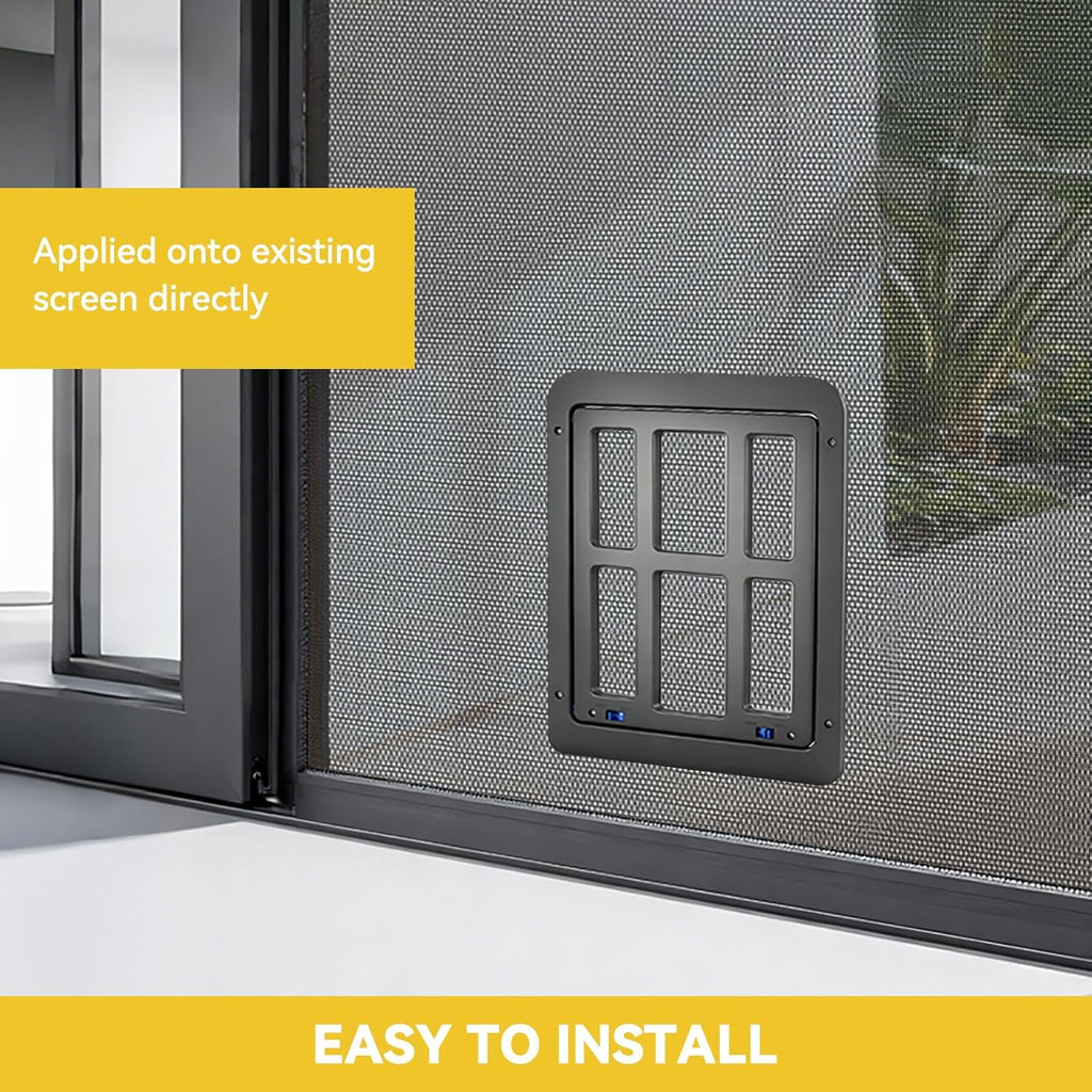 Enjoying Small Pet Door for Screen Door, Flap Opening 8.3" x 10.3", Window Screen Cat Door Doggy Door, Mesh Door with Magnetic Pet Door Built-in, Cat Door for Sliding Window Door, Lockable, Black