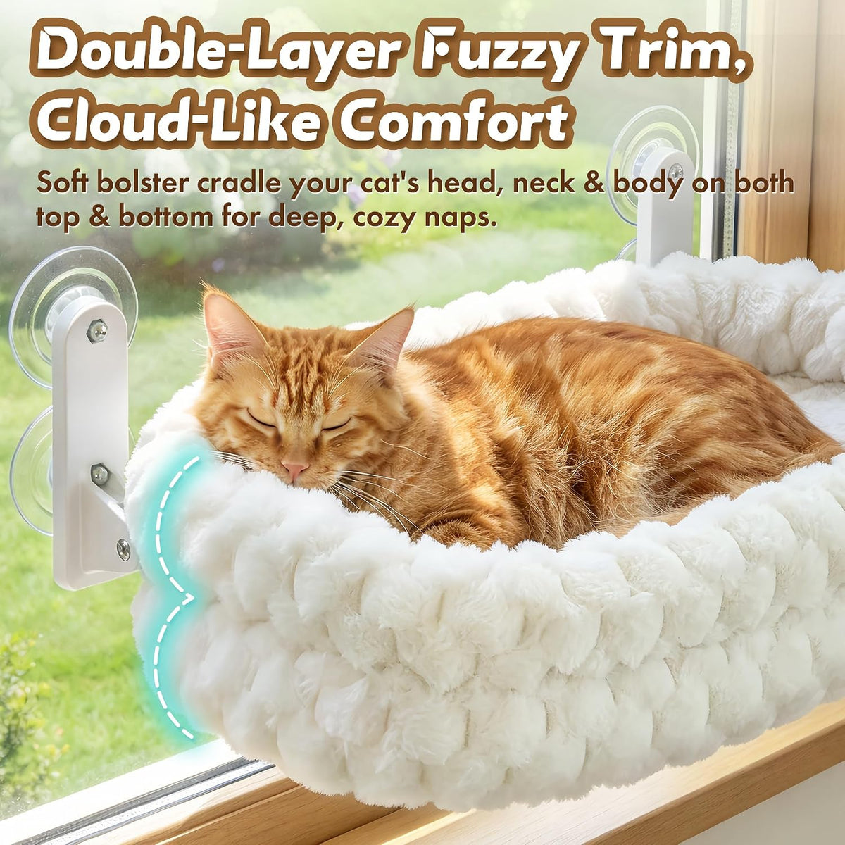 Zoratoo Dual-Sided Bolster Cat Window Perch, Foldable Cloud Cat Bed,M White