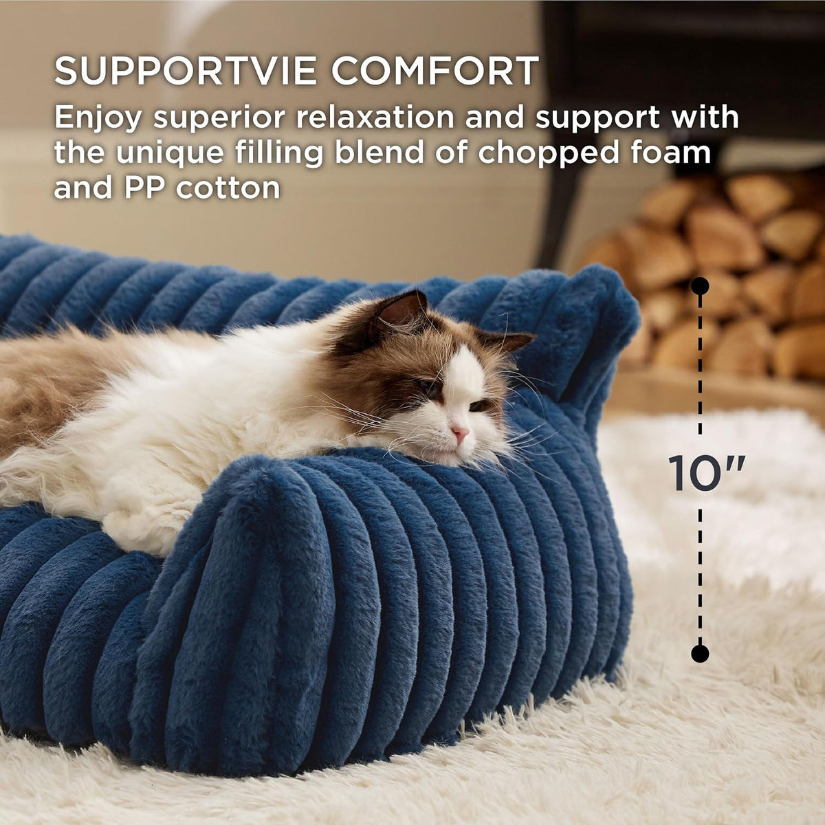 Bedsure ComfyFleece® Shown on TV Fluffy Cat Couch for Pets,24in Night Blue