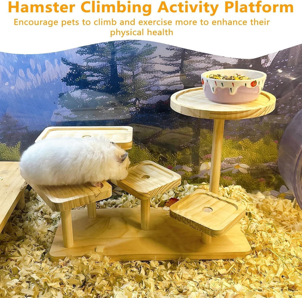 Wood Hamster Platform Rat Climbing Toys for Gerbil Hamster Cage Accessories