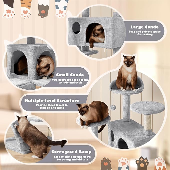 Yaheetech 54in Cat Tree Cat Tower w/Scratching Posts, Double Condos and - Image 3