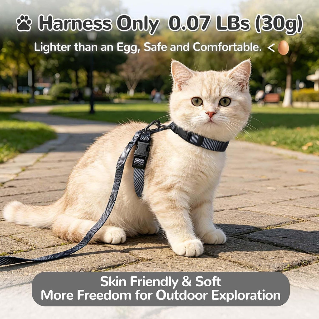 YooxArmor Adjustable Cat Harness and Leash Set, Escape Proof Kitten Harness for Walking, Soft Breathable Pet Vest for Small Medium Large Cats 5-12lbs (Grey)