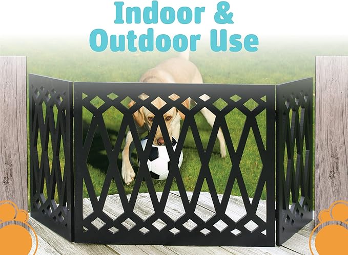 Etna 3-Panel Diamond Design Wood Pet Gate - Image 4