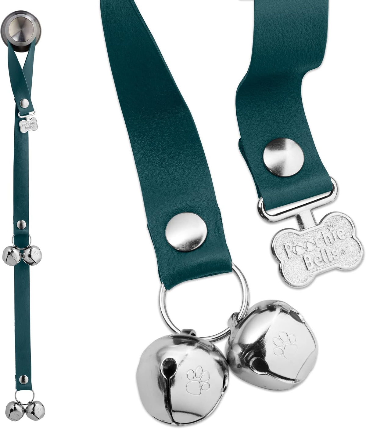 Dog Door Bell for Potty Training – The Original Potty Training Bells for Dogs, USA-Made Doggie Potty Bells, Easy Puppy Training, Loud & Durable Hanging Bells for Door, Leather Gray