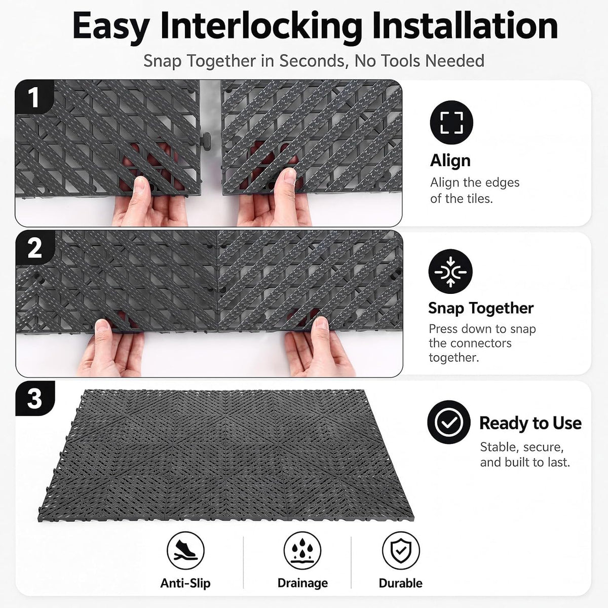 12 Pcs Horse Stall Mat 4 x 5.27 ft Plastic Stable Mat Interlocking