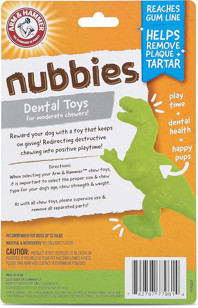 Arm & Hammer for Pets Nubbies Dental Toys T-Rex Dental Chew Toy for Dogs Best - Image 10