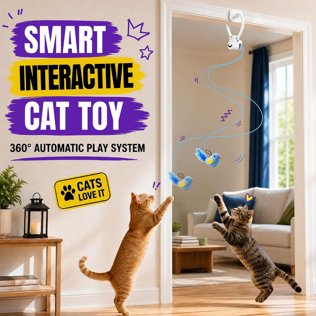 Interactive Cat Toys for Indoor Cats, Clip-On Automatic Flying Bird