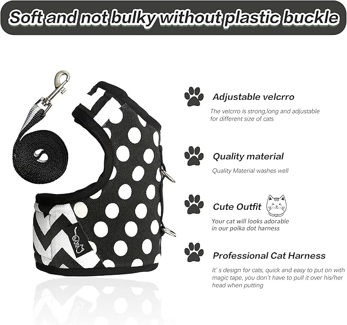 Cat Harness and Leash for Walking Escape Proof, Adjustable Cat Vest Harness - Image 4