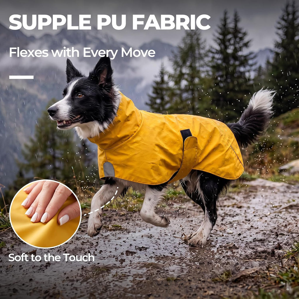 Easy-On PU Dog Raincoat, No Leg Holes (Yellow, Large)