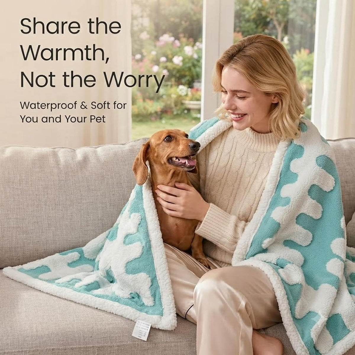 Waterproof Pet Blanket,Dog Bed Covers Couch Sofa Stylish Jacquard Pets Throw Blankets for Puppy Cats Washable Reversible Furniture Protection Covers (Blue Wave,S)