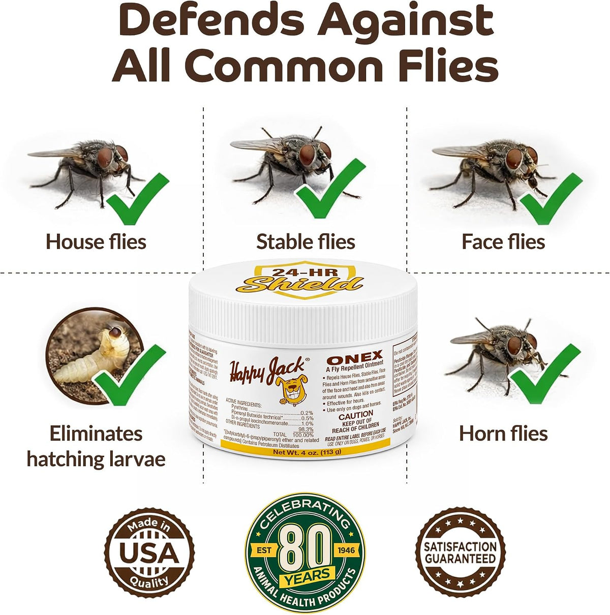 Happy Jack Onex Fly Repellent Ointment, 4 oz