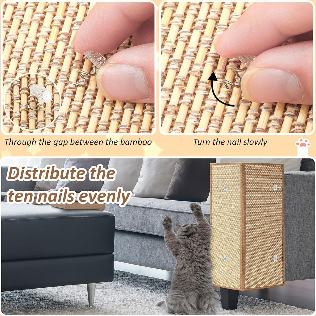 Newwiee 2 Pcs 23.6 x 15.7 Inch Couch Cat Scratch Protector Sofa Cat Scratching Mat with Helical Nails, Protector Pads for Pet Indoor Furniture Sofa Couch Covers Carpet