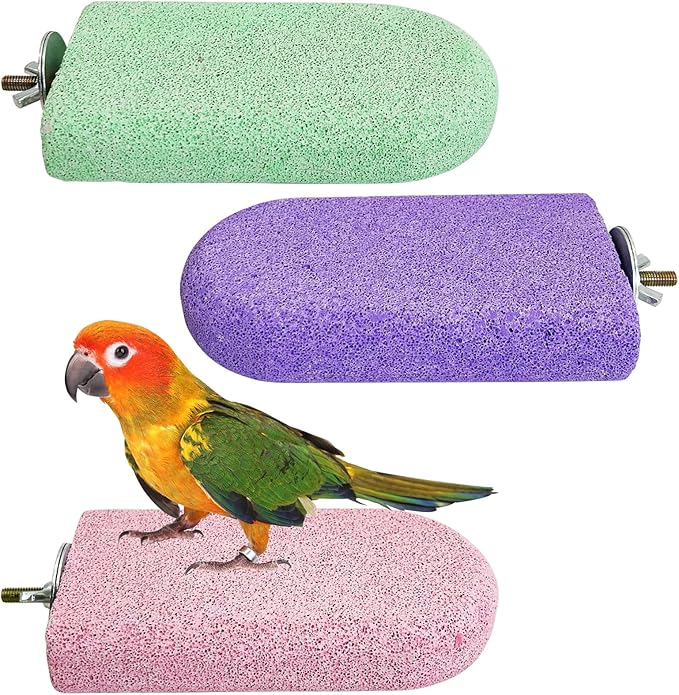 PINVNBY 3 PCS Bird Perches Calcium Parrot Perch Stand Bird Beak Grinding Stone by PINVNBY