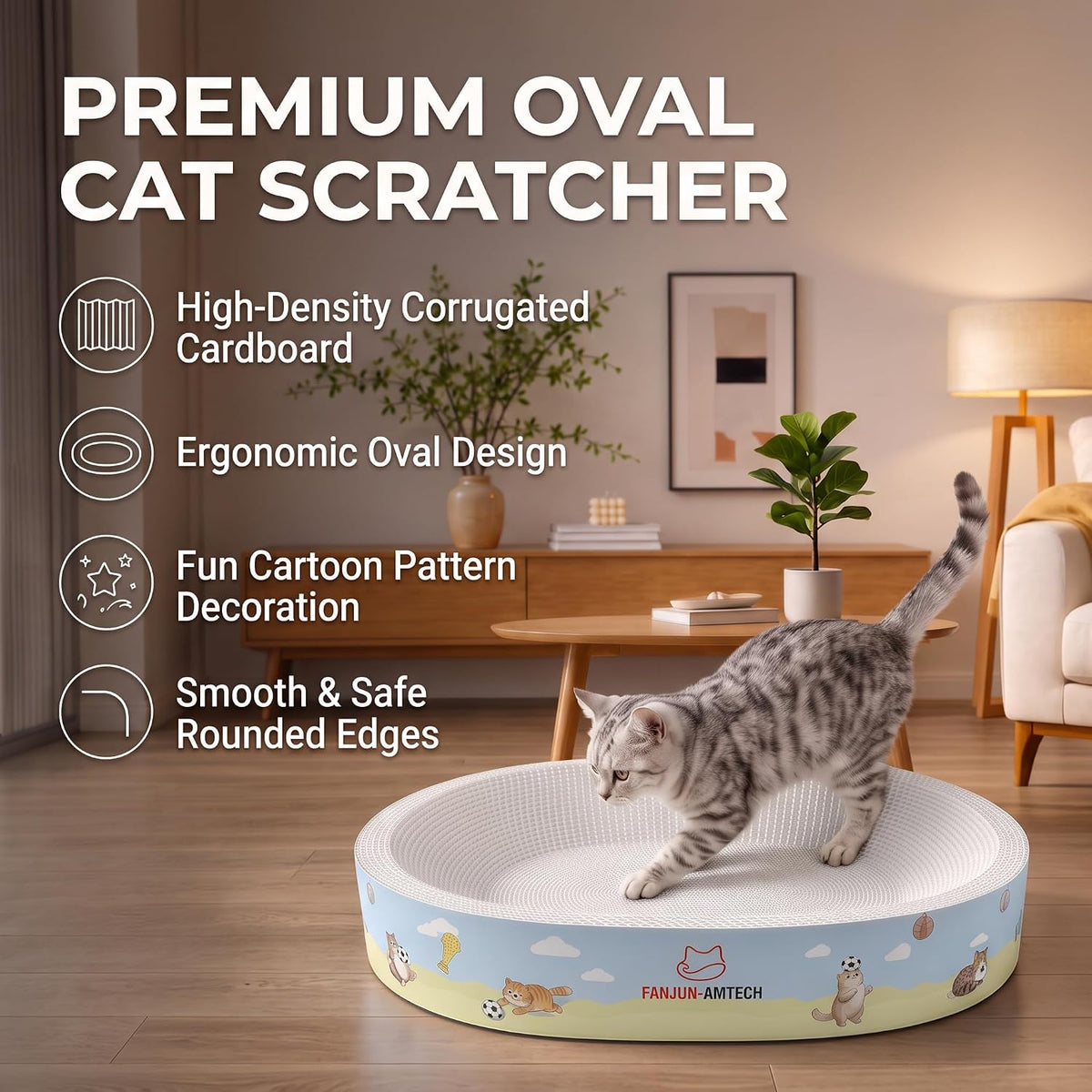 Cardboard Cat Scratcher Bed for Indoor Cat,Extra Large Cat Scratching Board