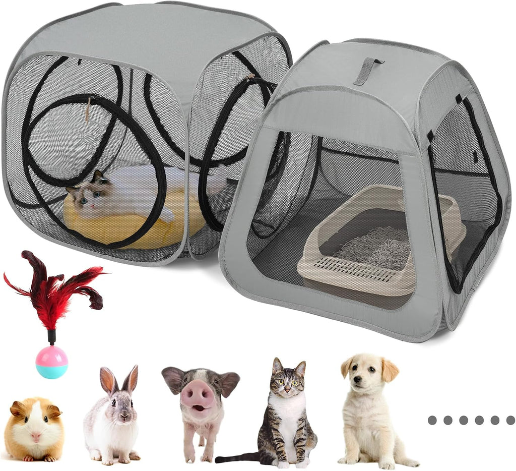 Portable Cat Playpen, Trapezoidal Design for Better Standing, Foldable Pet Tent for Indoor and Outdoor Use of Kitten and Puppy, Dog Play Enclosure with Removable Bottom, Cat Houses & Condos