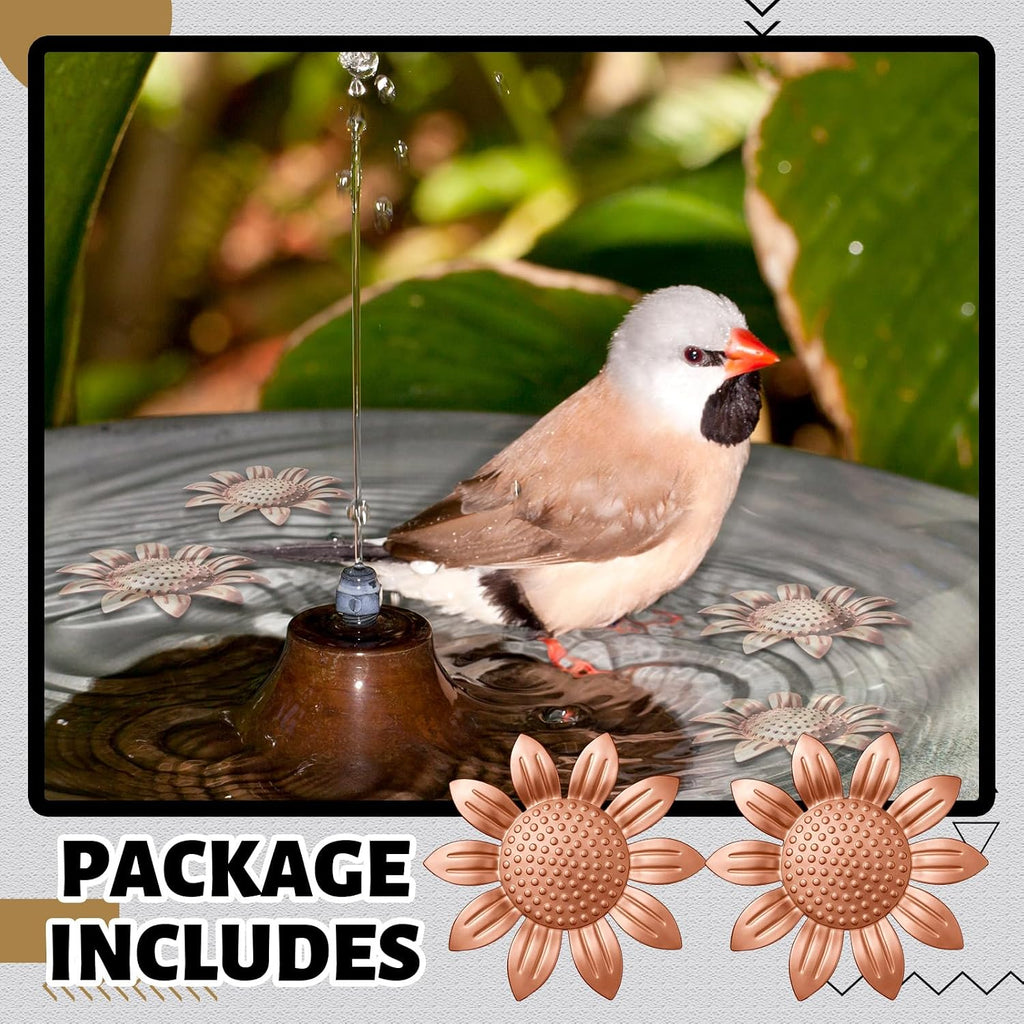 2 Pcs Bird Bath Copper Disk, Sunflower, Red Copper