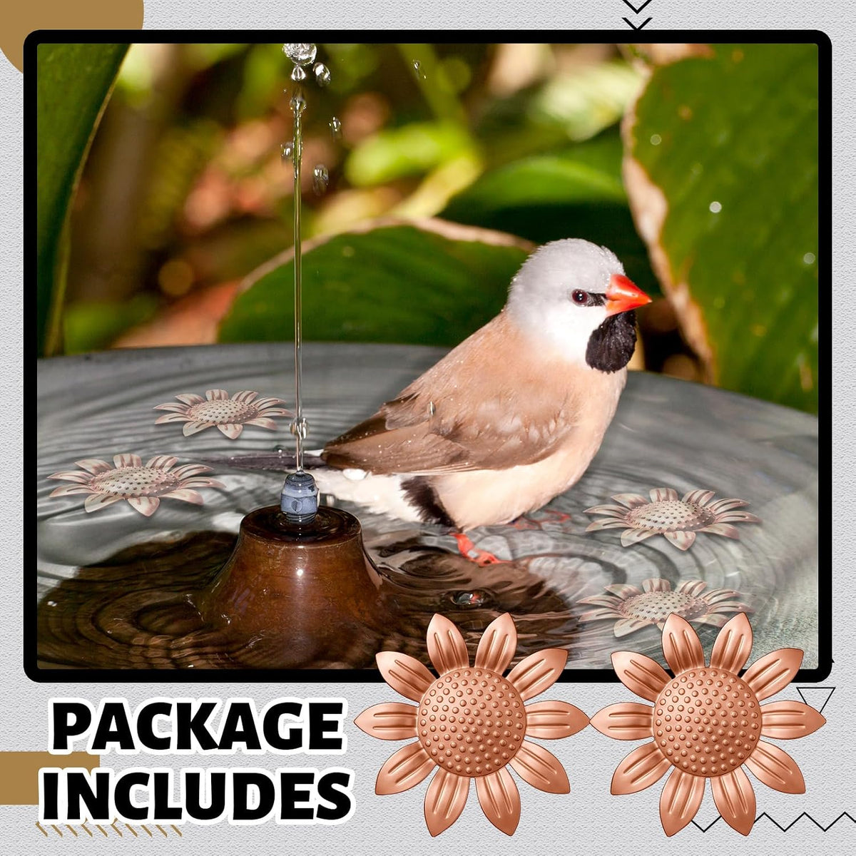 2 Pcs Bird Bath Copper Disk, Sunflower, Red Copper