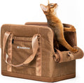 Secure Cat Bag Carrier Soft-Sided Nylon Breathable Mesh, Brown