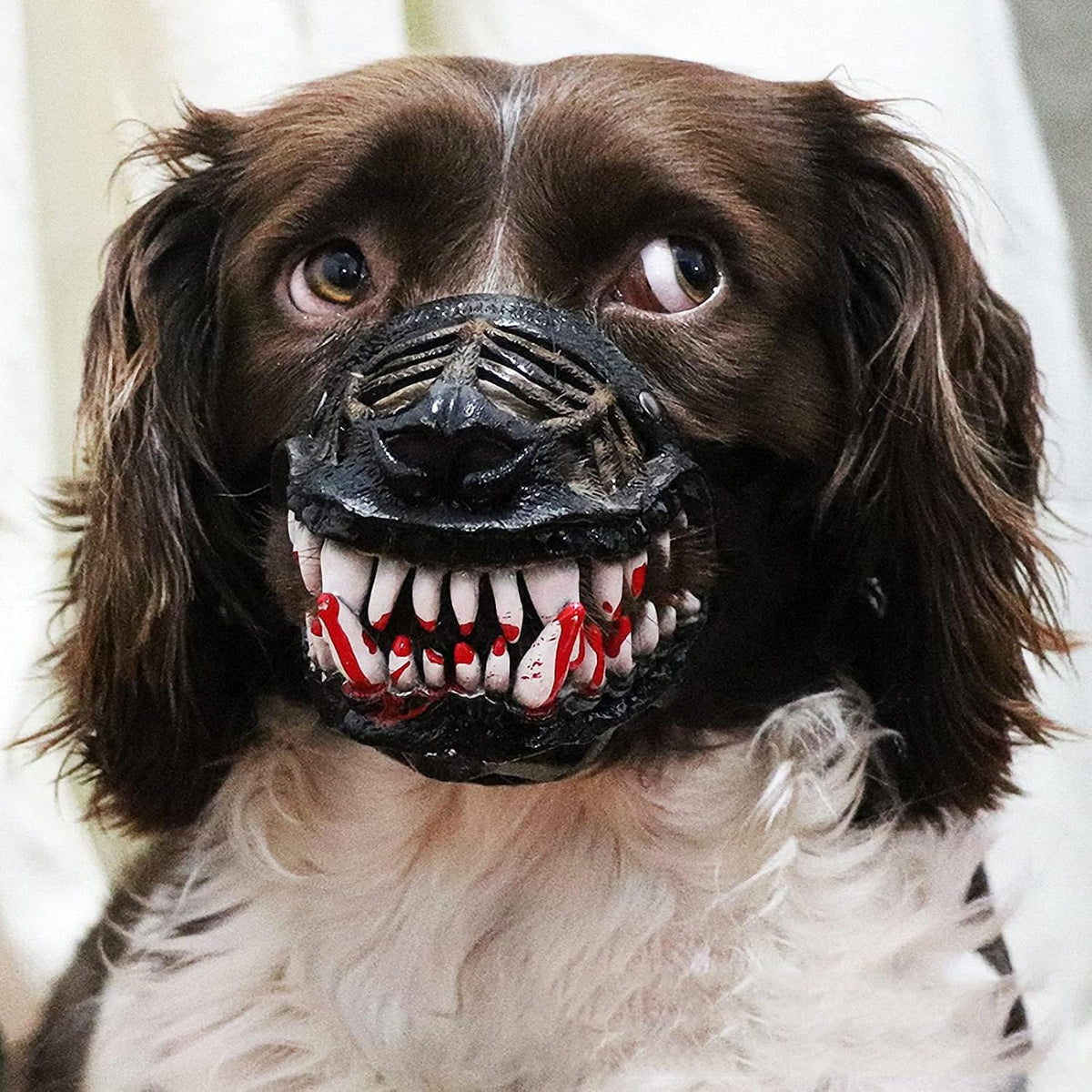 Hell Hound Monster Muzzle, Scary Latex Design with Adjustable Straps（L）