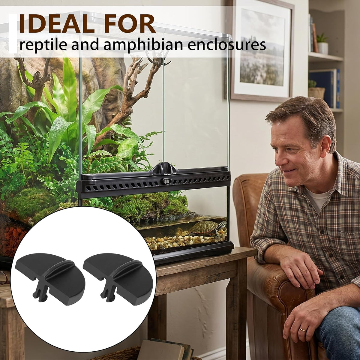 Enclosures Lid Clip Compatible with Exo Terra, for Terrariums and Animal Cages, Easy-Lock Frame Fastener(2Pcs)