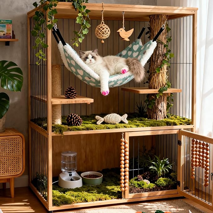 Cat Hammock for Cage, Soft Warm Hanging Bed for Kitten, Guinea Pig, Chinchilla - Image 2