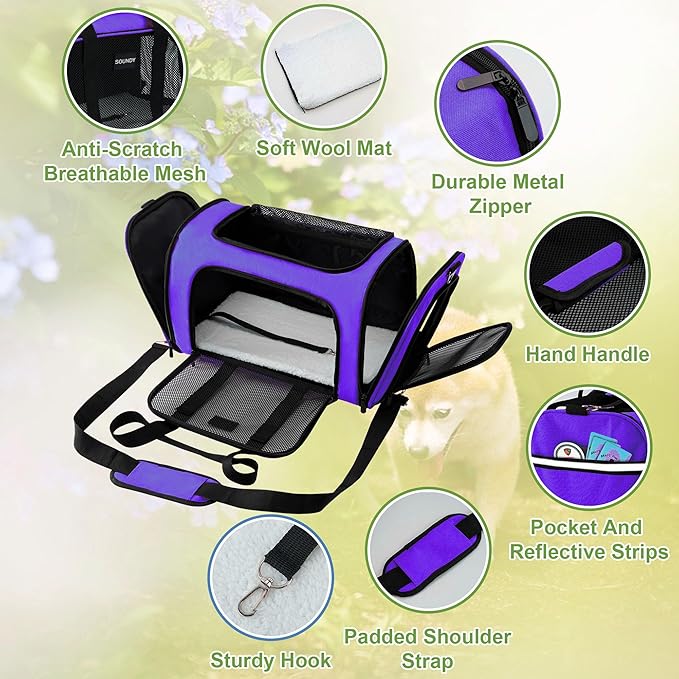 Soundy Large Cat Carrier Dog Carrier Under 25 Lbs, Collapsible Ventilated - Image 4