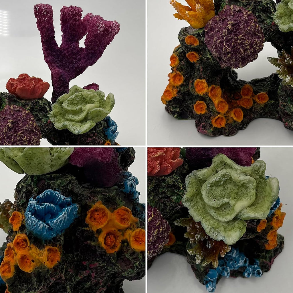 S-Lifeeling Charming Resin Coral Reef Ornament - Realistic Aquarium Decor Gift for Fish & Shrimp Hideaway, Suitable for Freshwater & Saltwater Tanks (6.1 x 4.1 x 6.1 inches)