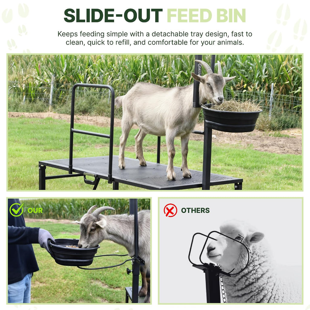 Goat Milking Stand, Goat Stand for Hoof Trimming & Grooming, Black