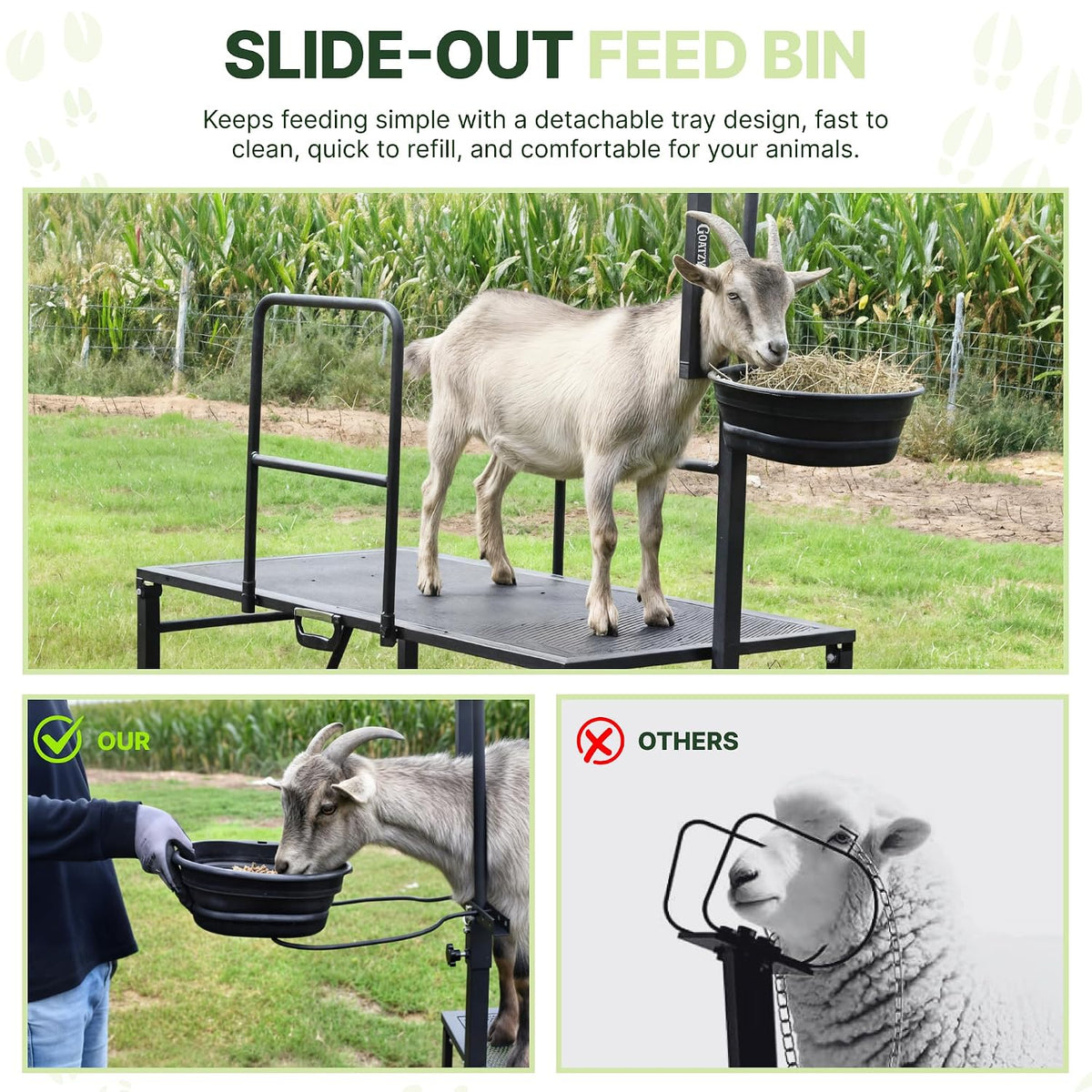 Goat Milking Stand, Goat Stand for Hoof Trimming & Grooming, Black
