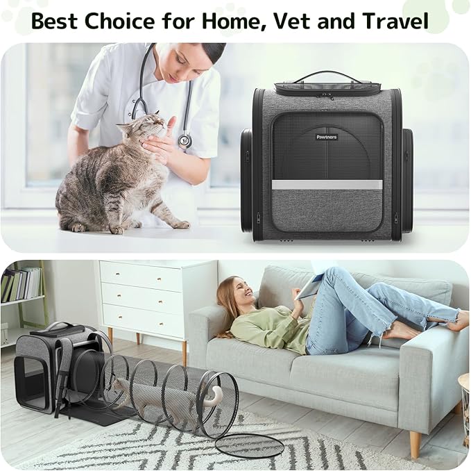 Cat Backpack with Detachable Play Tunnel, 2 in 1 Cat Tunnel Backpack Suitable - Image 9