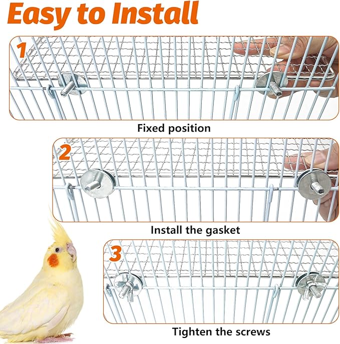 BNOSDM 2 Pack Bird Perch Platform Stainless Steel Birds Perches Parrot Shelf - Image 6