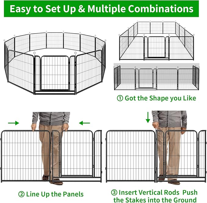 Dog Playpen Outdoor Extra Wide 16 Piece Panels Heavy Duty Dog Fence 32" Height - Image 9