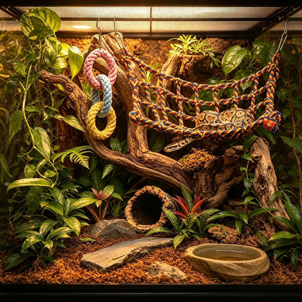 Snake Ring Toys&Reptile Hammock–Tank Enclosure Accessories with More Space