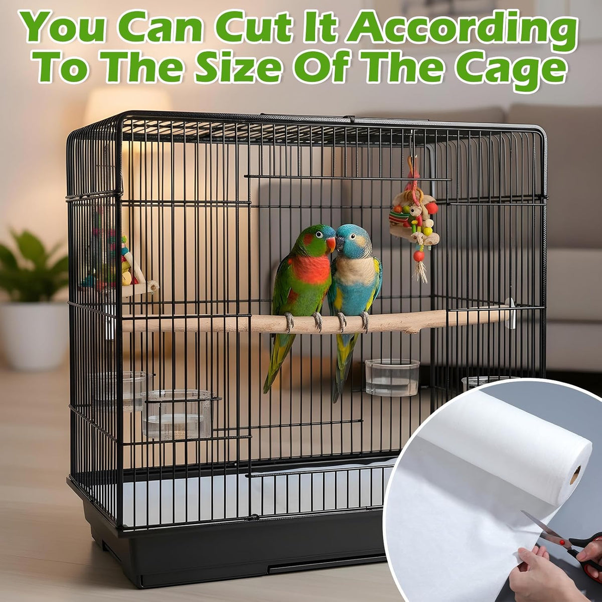 100 Ft x 17.3 Inch Bird Cage Liner, Disposable White Non-Woven Bird Cage Liners Large Size Precut Absorbent Cushion Pad Mat Accessories for Pet, Parrot, Animal