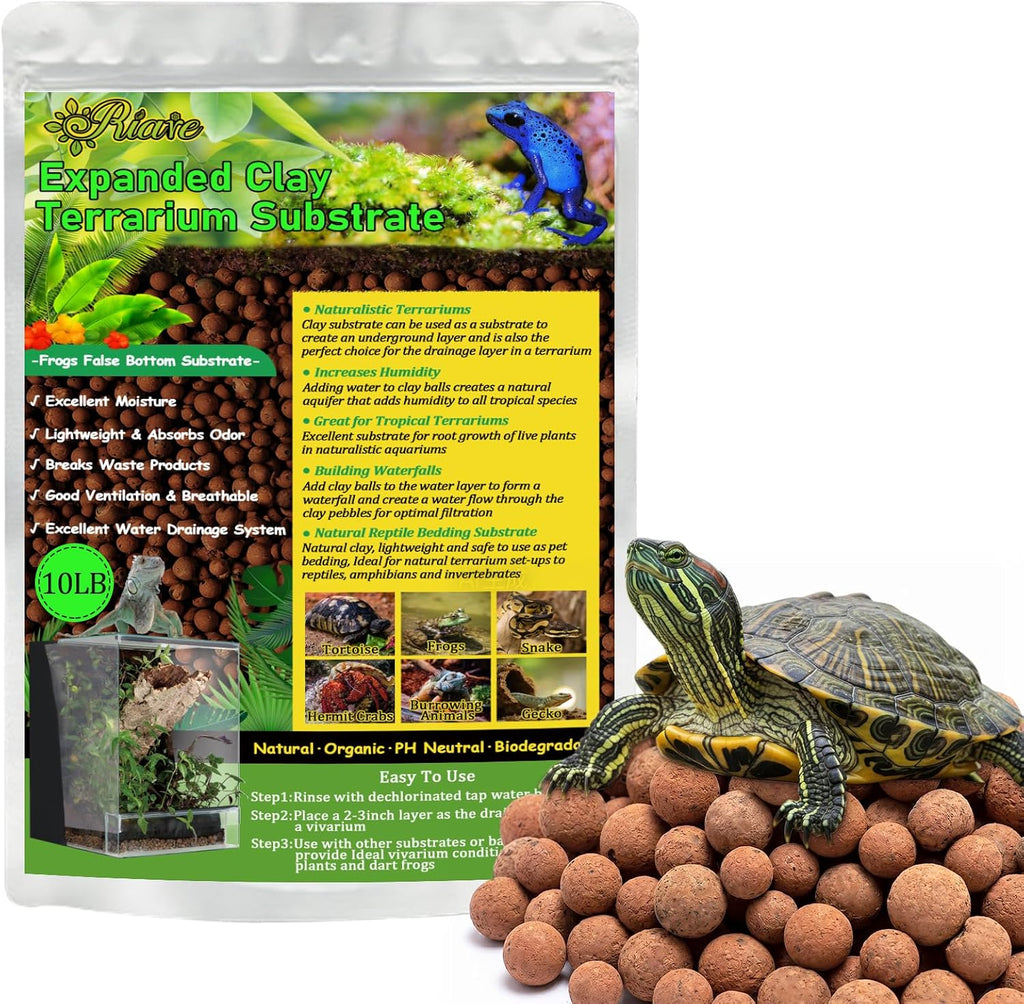 Riare 10LBS Organic Expanded Clay Balls Terrarium Substrate for Reptiles