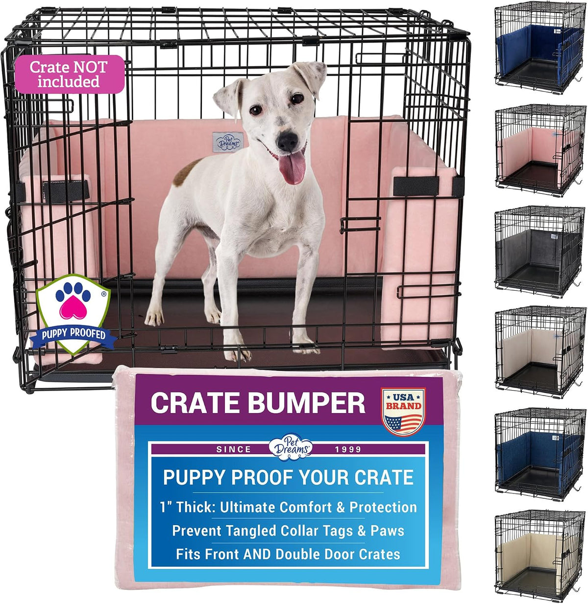 Pet Dreams Dog Crate Bumper - Patented Comfy Liner & Dog Tail Protector for Inside Crate, Fits iCrate Cages 18, 24, 30, 36, 42, 48 Inches (Pink, Medium, 30")