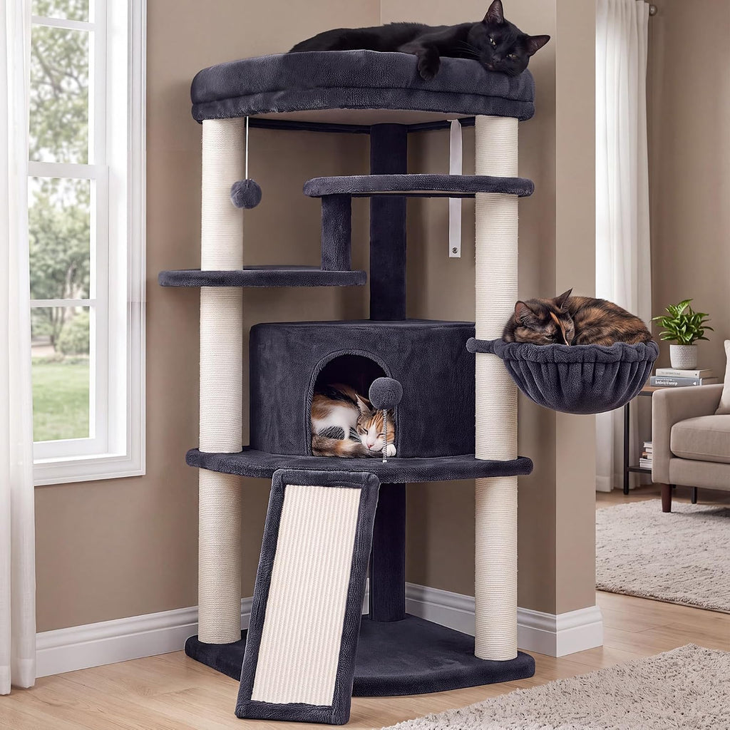 Cat Tree Tower for Corner with Large Platform & Condo GCT025G