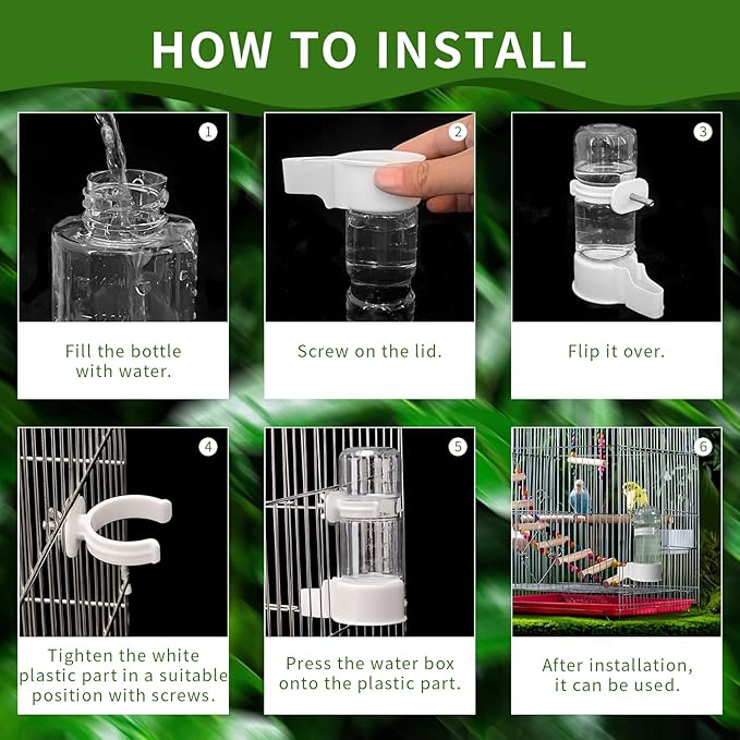 Pet Bird Automatic Water Dispenser, Bird Cage Hanging Drinking Device, - Image 3