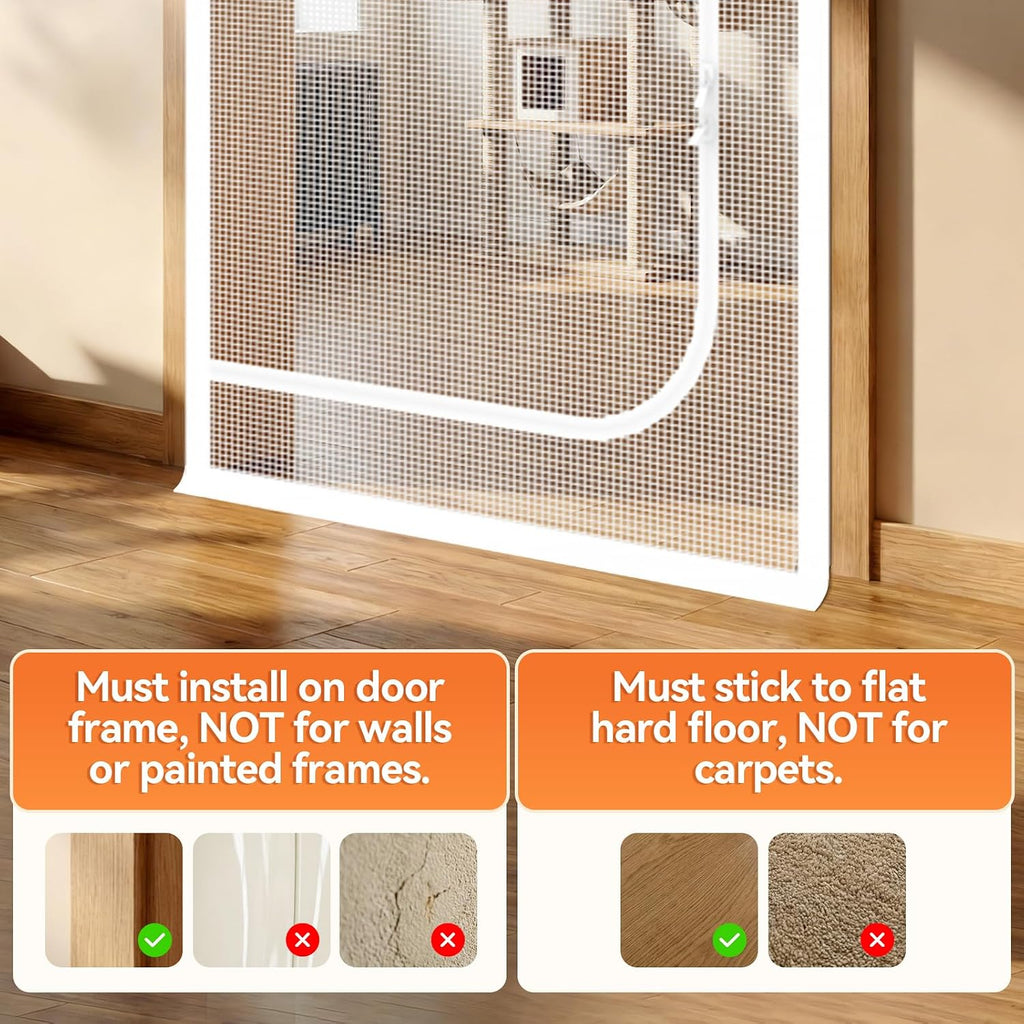 BFNN Cat Proof Screen Door, Extra Tall Mesh Gate, Fit 32'' x 80'' Door, D