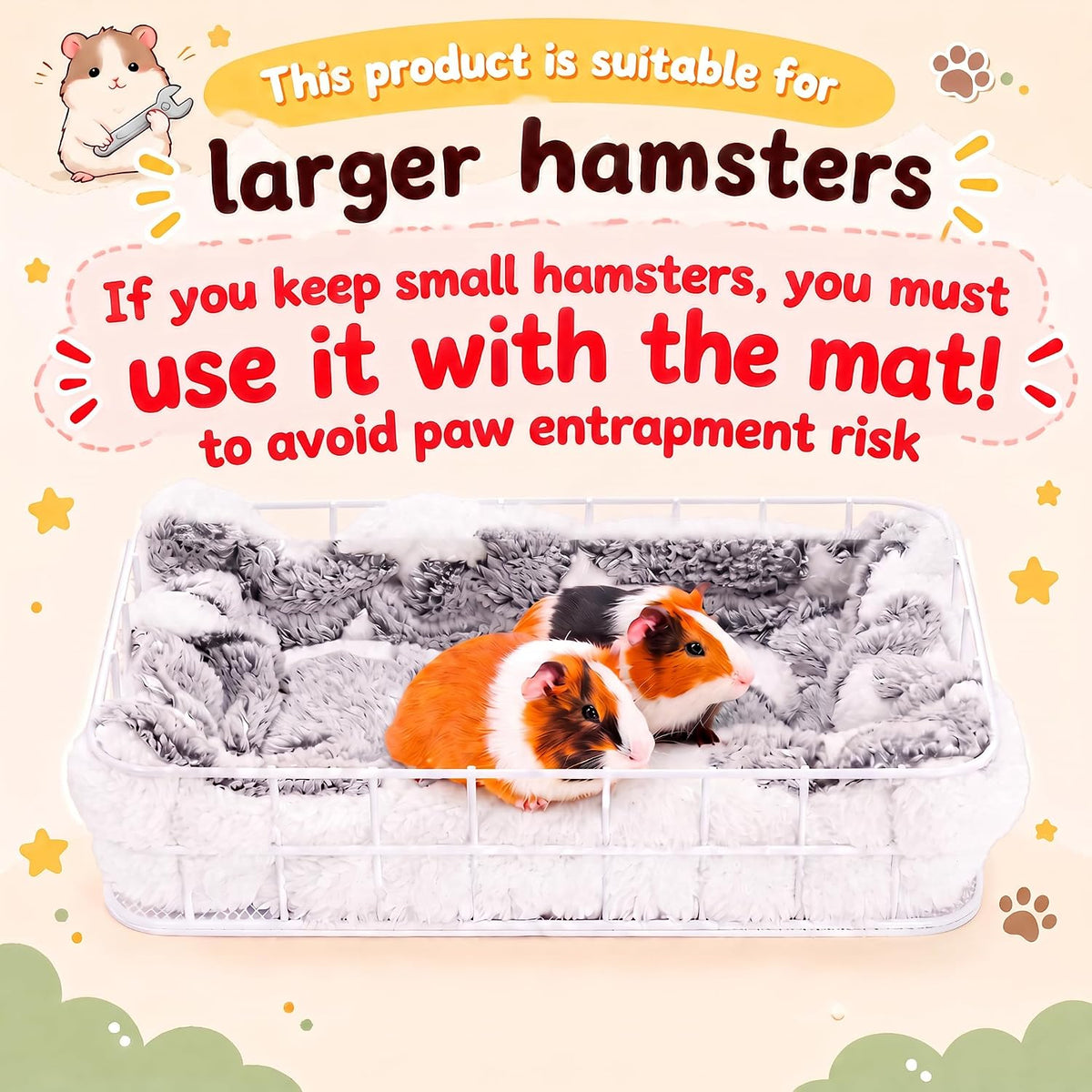 Rat Cage Platform with Mat, Chew Resistant Hanging Squirrel Ledge