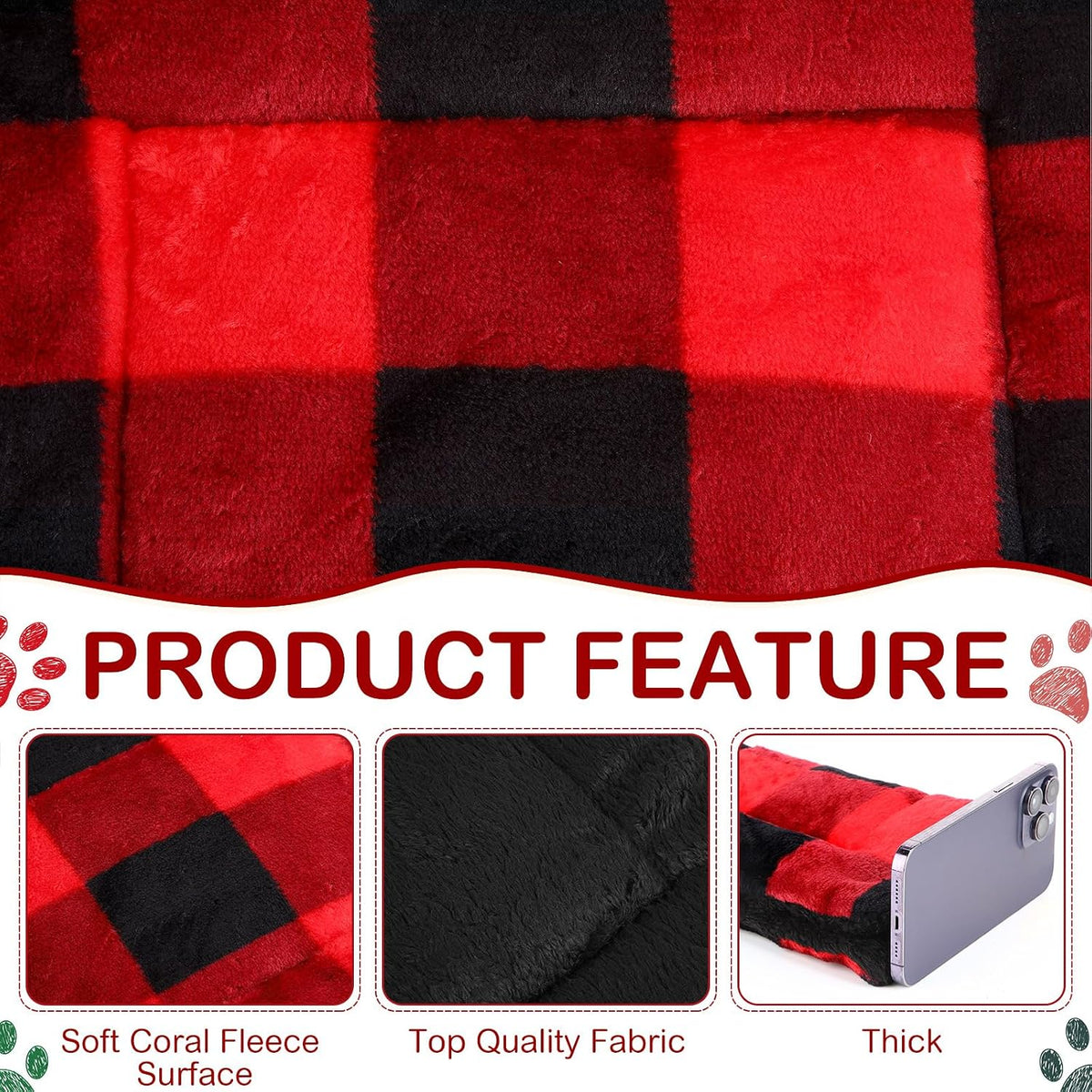 Haull 4 Pcs Waterproof Guinea Pig Bedding Mat, Christmas Plaid, 13 x 10